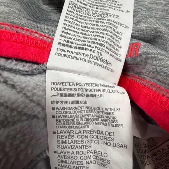 Under Armour UA Storm Hooded Sweatshirt, Logo, Heather Gray, Athletic, YSM Girls - Picture 13 of 14